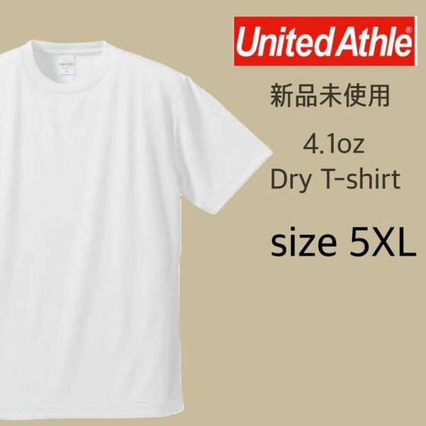 新品 ユナイテッドアスレ 4.1oz ドライアスレチック Tシャツ ホワイト 白 5XLサイズ United Athle 590001