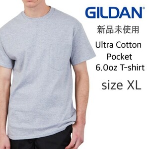 新品未使用 ギルダン ウルトラコットン 6.0oz 無地 ポケットTシャツ グレー スポーツグレー XLサイズ GILDAN 2300