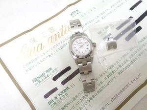 【不動品】 ROLEX ロレックス オイスターパーペチュアル 67180 U番 白文字盤 レディース腕時計 自動巻き 保証書付き