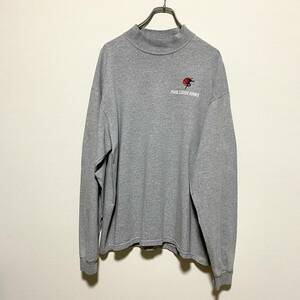 アメリカ古着　モックネック　長袖　Tシャツ　ロンT　ワンポイント　ライトグレー　Lサイズ　【P389】