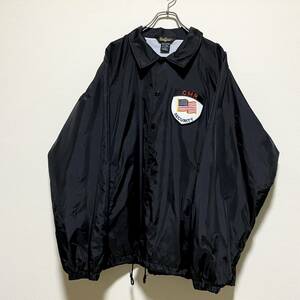 アメリカ古着　コーチジャケット　セキュリティジャケット　2XL　ビッグサイズ　ナイロン　ブラック　ワッペン　【P461】