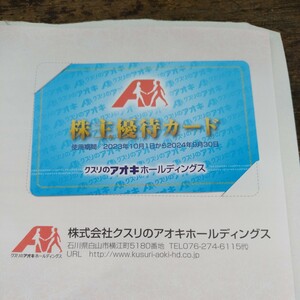 送料無料 クスリのアオキ 株主優待券 男性名義 1枚 (2024年9月30日まで有効)