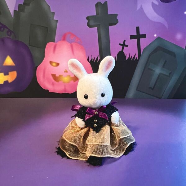 【ハンドメイド】シルバニア＊ハロウィンワンピース(パープル)＊赤ちゃんサイズ