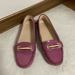 BALLY Bally * модный обувь для вождения эмаль розовый 22.5. авторучка осьминог туфли-лодочки Loafer 