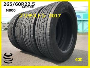 【M】 中古 　 265/60R22.5 　 M800 　2017年製 　4本セット　 オールシーズン 　通年 　TB 　ミックス　ブリヂストン