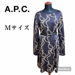 A.P.C 膝丈ワンピース　Mサイズ　リボン柄　ペイズリー柄