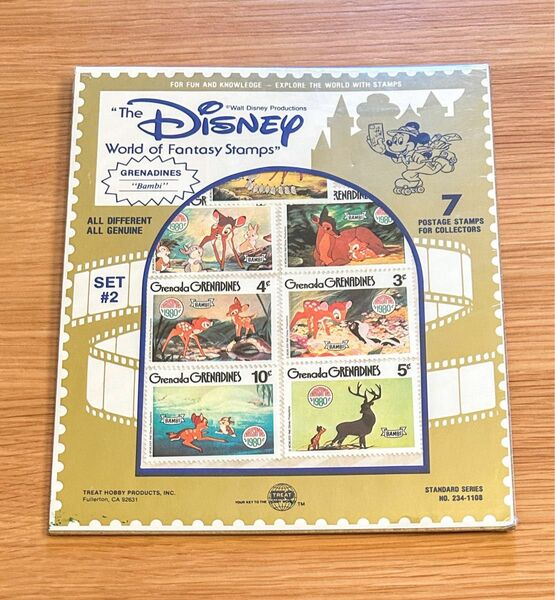 当時物★ディズニー☆World of Fantasy Stamps GRENADA Bambi 1980 CHRISTMAS