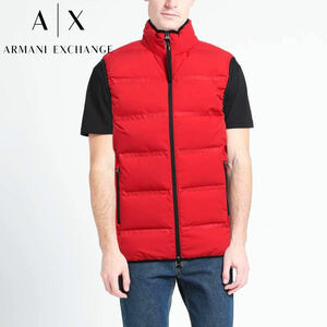 新品【送料0税0】US:M 日本サイズL相当 リアルダウン ダウンベスト ARMANI EXCHANGE AX 正規品 ダウン80% フェザー20% ホワイトダック使用