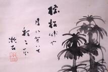 漱石先生　自画賛 『棕櫚竹や 月に背いて 影二本』　夏目漱石　紙本　掛軸　共箱_画像2