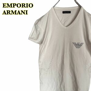 EMPORIO ARMANI エンポリオアルマーニ 半袖Tシャツ プリント Vネック 白 レディース Ｍサイズの画像1