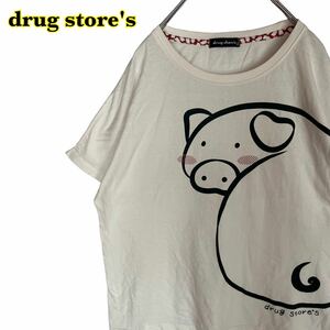 drug store`s ドラッグストアーズ　半袖Tシャツ　プリントTシャツ　白　レディース　2サイズ　【AY1356】