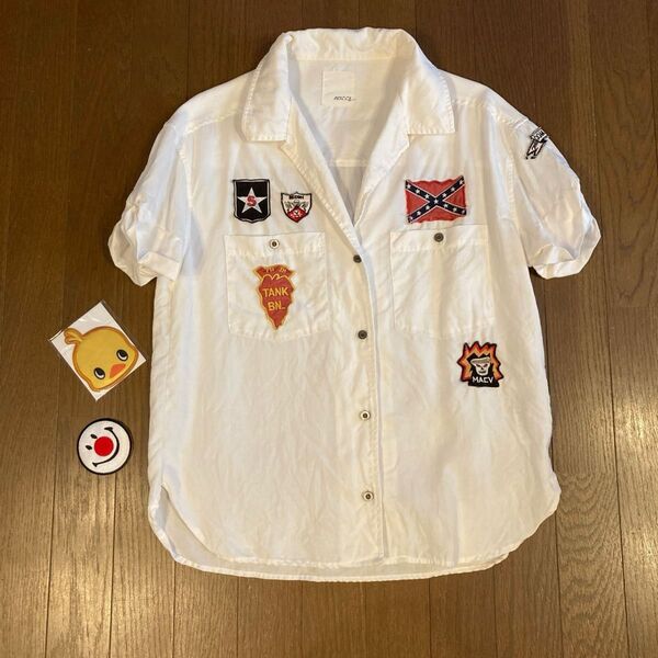 ★マウジー★moussy ◎ワッペン半そでシャツ+ワッペン2枚 ●レディース◎フリーサイズ