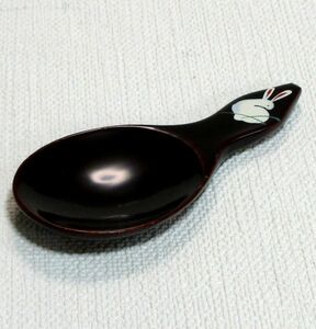 Art hand Auction ★Aizu lacquerware, wooden tea spoon, hisago, rabbit, tame, lacquered, hand-painted maki-e ★Free shipping, limited to actual item., Japanese tableware, tea utensils, others