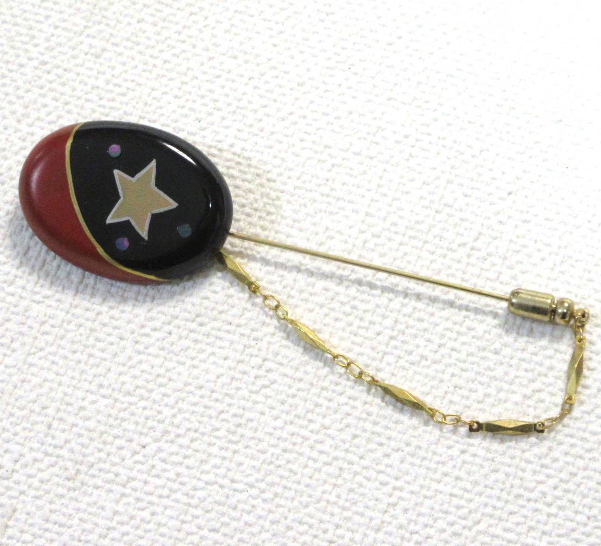 ★Beauty of makie★Wooden lacquered pin brooch black star makie ★Hand-painted makie★Free shipping, ladies accessories, brooch, others