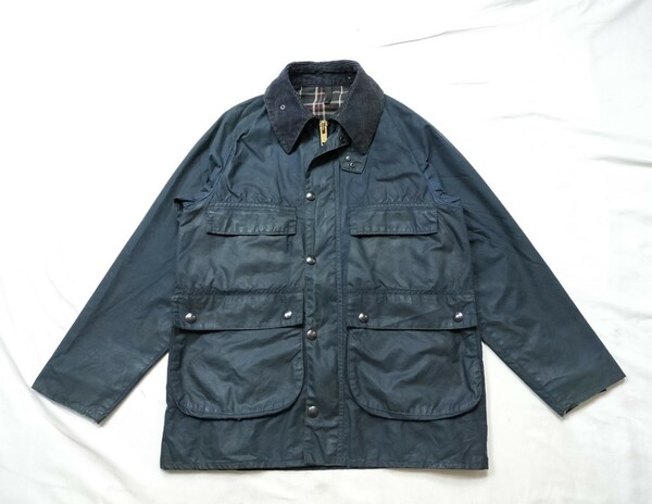 80s Barbour bedale　バブアー　ビデイル　　c36 1983 ターコイズ　ネイビー　2クラウン　2クレスト　YKK棒ジップ　4ポケット