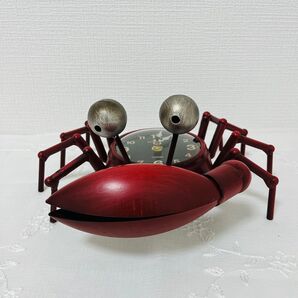 【新品 未使用】置時計 ブリキ カニ