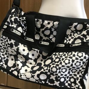 レスポートサック LESPORTSAC ボストンバッグ - レスポナイロン 黒×白 花柄/2way/本体ロックなし バッグの画像2