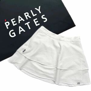 【送料無料】Pearly Gates パーリーゲイツ　プリーツ　フリルスカート ホワイト　白　マスターバニー　ゴルフ　GOLF レディース　00 xs