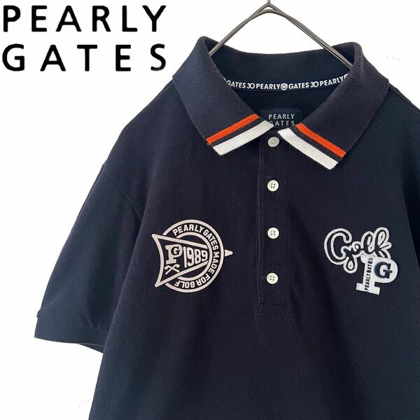 【送料無料】Pearly Gates パーリーゲイツ　ポロシャツ　近年モデル　メンズ　4 M ゴルフ　GOLF 半袖　かのこ　鹿の子　ネイビー　紺色