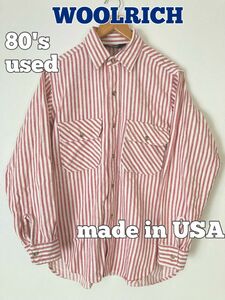 WOOLRICH ウールリッチ　ライトネルシャツ　ネルシャツ　ストライプシャツ　80's古着 USA製