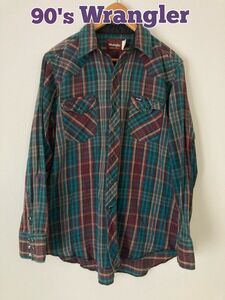 wrangler ラングラー ウエスタンシャツ チェックシャツ ネルシャツ　90's 古着