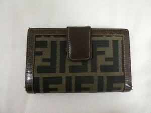 FENDI フェンディ ズッカ 二つ折り財布 がま口財布 ブラウン