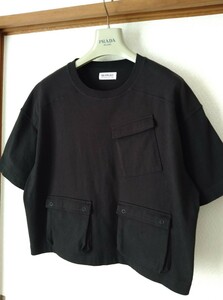 USED*BEAMS BOY* short sleeves cut and sewn sweatshirt sweat ound-necked cargo Point lady's tops oversize Beams * black * free 
