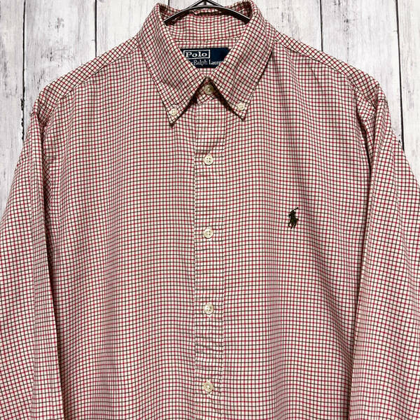 ラルフローレン Ralph Lauren チェックシャツ 長袖シャツ メンズ ワンポイント コットン100% Mサイズ 3‐751