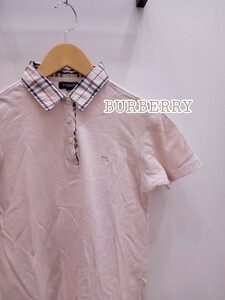 ★G043 BURBERRY バーバリー 半袖ポロシャツ S 薄いピンクベージュ 