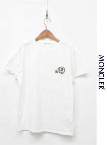 E293/MONCLER MAGLIA 半袖Tシャツ カットソー ロゴ ダブルワッペン クルーネック M 白