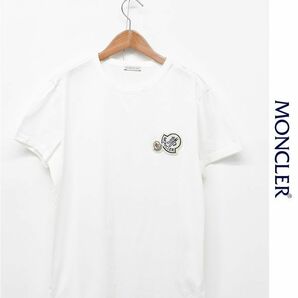 E293/MONCLER MAGLIA 半袖Tシャツ カットソー ロゴ ダブルワッペン クルーネック M 白の画像1