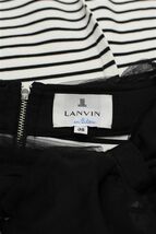 C307/美品 LANVIN en Bleu ノースリーブブラウス リボン ボーダー ストレッチ 38 M 白 黒_画像6