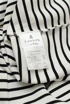 C307/美品 LANVIN en Bleu ノースリーブブラウス リボン ボーダー ストレッチ 38 M 白 黒_画像7