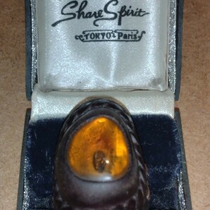 SHARE SPIRIT / シェアースピリット レザーアンバーリング　LEATHER AMBER RING 17〜１９号 mexico mexican amber