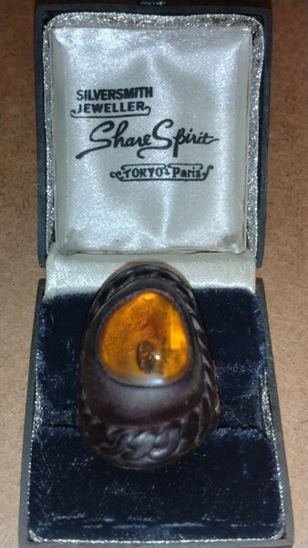SHARE SPIRIT / シェアースピリット レザーアンバーリング　LEATHER AMBER RING 17〜１９号 mexico mexican amber