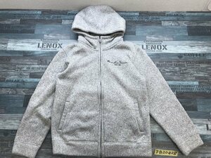 M・C・D メンズ バック刺繍入り 裏ボア ジップパーカー フーディー L ライトグレー