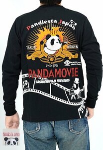 OLD MOVIEロングTシャツ◆PANDIESTA JAPAN ブラックXXLサイズ 533203 パンディエスタジャパン パンダ 刺繍 長袖