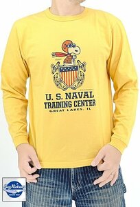 BUZZ×PEANUTSロングTシャツ「US NAVAL TRAINING CENTER」◆BUZZ RICKSON'S イエローXXLサイズ BR69276 バズリクソンズ スヌーピー