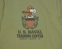 BUZZ×PEANUTSロングTシャツ「US NAVAL TRAINING CENTER」◆BUZZ RICKSON'S オリーブLサイズ BR69276 バズリクソンズ スヌーピー_画像2