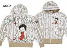 Betty Boop×Flag Staff パーカー◆Flagstaff ゴールドMサイズ 433026 フラッグスタッフ ベティーちゃん ボア ベロア_画像2