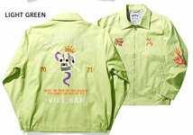 コットンベトナムジャケット「SKULL」 ◆HOUSTON ライトグリーンLサイズ 51270 ヒューストン ベトジャン 髑髏 スカル 刺繍 和柄 アメカジ_画像2