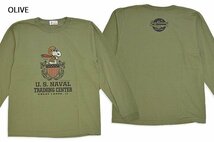 BUZZ×PEANUTSロングTシャツ「US NAVAL TRAINING CENTER」◆BUZZ RICKSON'S オリーブLサイズ BR69276 バズリクソンズ スヌーピー_画像1