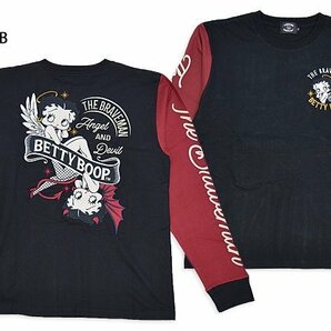 BR×BETTYコラボ 天竺ロングTシャツ◆The BRAVE-MAN ブラックB XXLサイズ BBB-2342 ブレイブマン ベティーちゃん 刺繍 長袖 バイカーの画像1