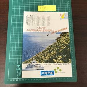 白い高速艇　共同汽船　淡路島　津名～洲本～神戸～大阪　大鳴門橋　水仙　チラシ　パンフレット　【F0447】