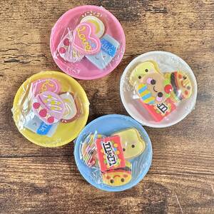  snack plate eraser new goods unused 4 kind set desert snack confection chocolate candy B1