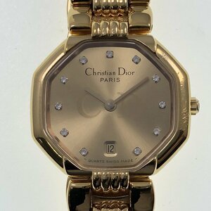 Christian Dior クリスチャンディオール D48.153 オクタゴン GP ゴールド文字盤 クォーツ 可動[224555