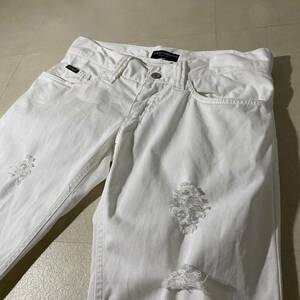 DOLCE&GABBANA Vintege ドルチェアンドガッバーナ ホワイトデニムパンツ ダメージ加工 ボトムス D&G ドルガバ MADE IN ITALY【46】