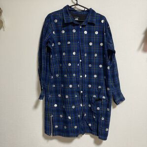 【MINT NeKO】チェック ドット柄 ロング丈 シャツ