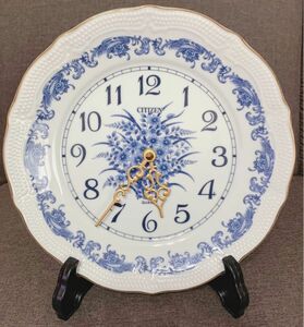 【昭和レトロ】【未使用品】シチズン 陶器製 お皿型 壁掛け時計 ウォールクロック