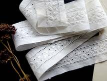 19世紀-20世紀 フランス アンティーク レース 刺繍 布 縫製 古布 カットワーク スカラップ トリム チュール リメイク パーツ_画像1